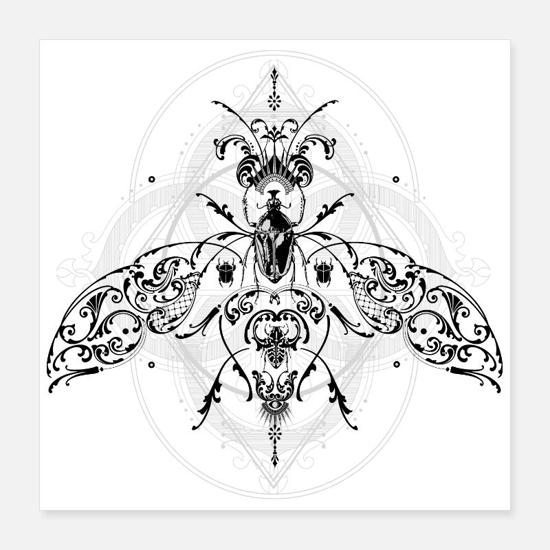 Geometrisch Psychodelisch Insekten Muster Pattern Poster 40x40 cm