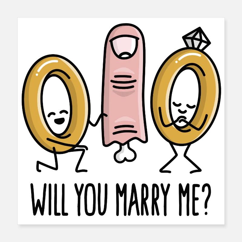 Will you marry me marriage proposal wedding rings Poster 16" x 16" (40x40 cm)