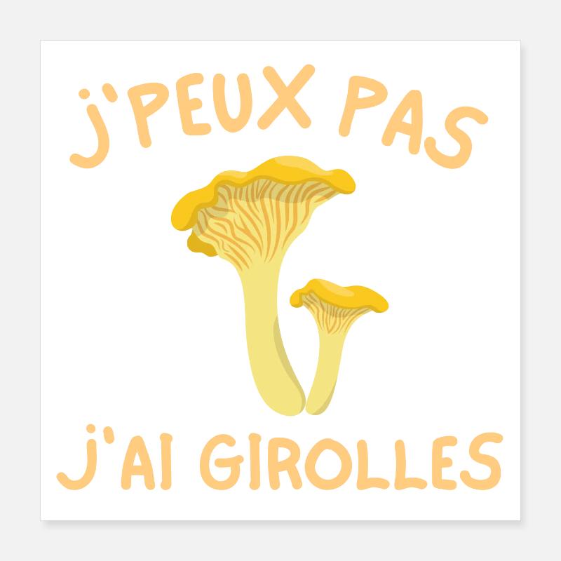 girolles, champignon, ramasseur de champignons Poster 40 x 40 cm