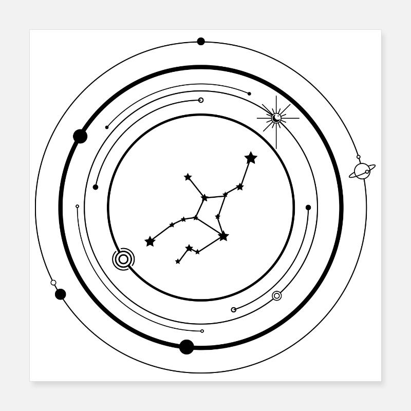 Mitternachts-Starburst-Silhouette Poster 40x40 cm