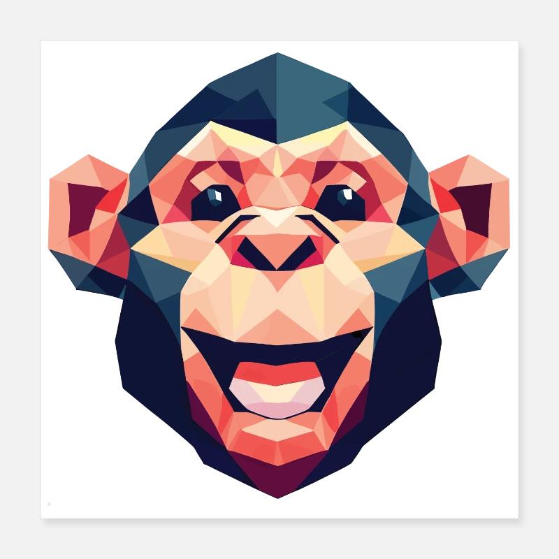 Polygon-Affe Poster 40x40 cm