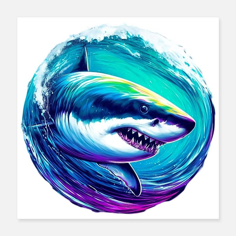 Requin blanc Poster 40 x 40 cm