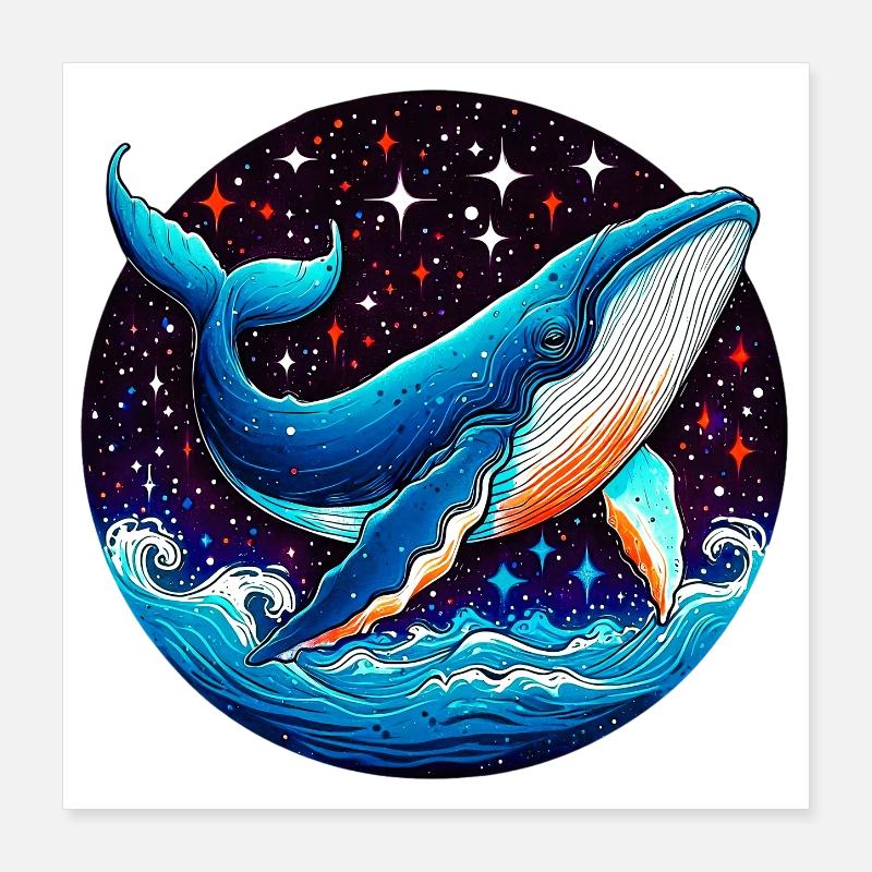 Whale Poster 16" x 16" (40x40 cm)