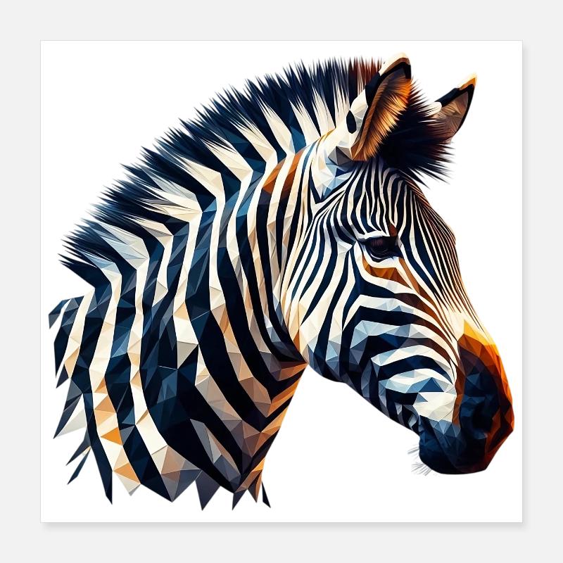 Polygonales Zebra Poster 40x40 cm