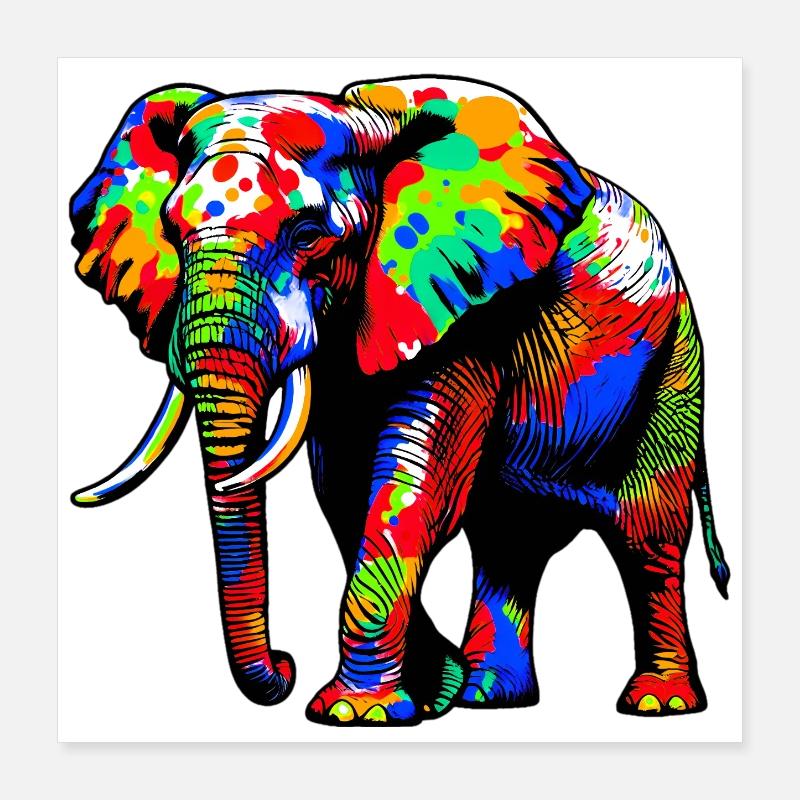 Éléphant Poster 40 x 40 cm