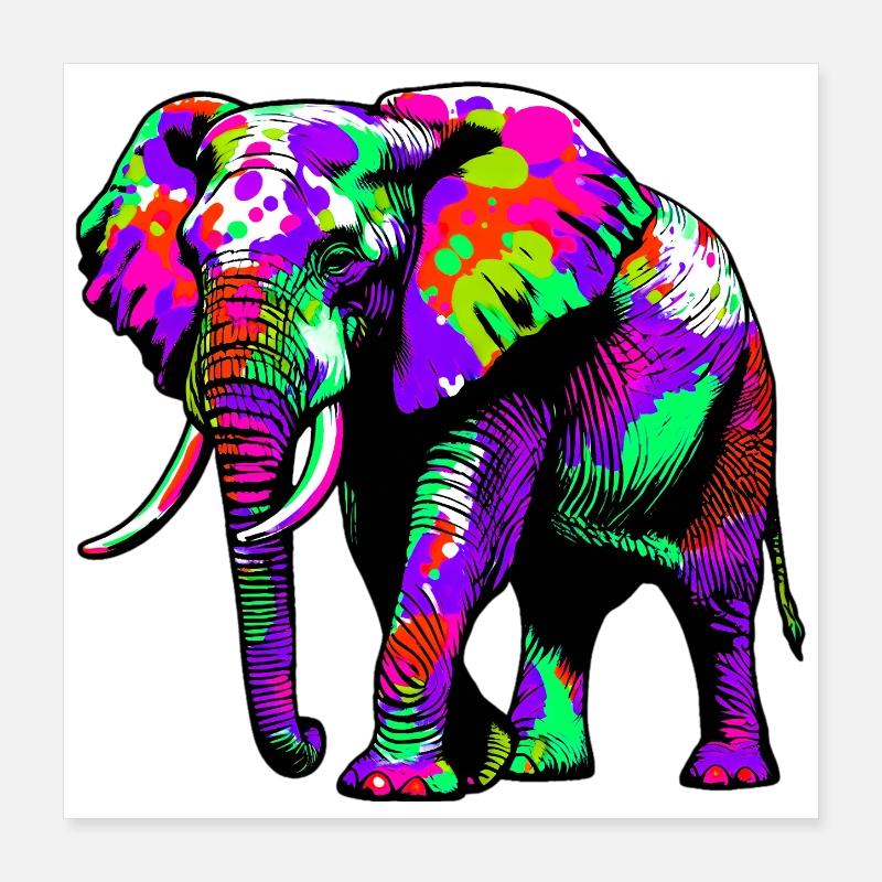 Éléphant Poster 40 x 40 cm