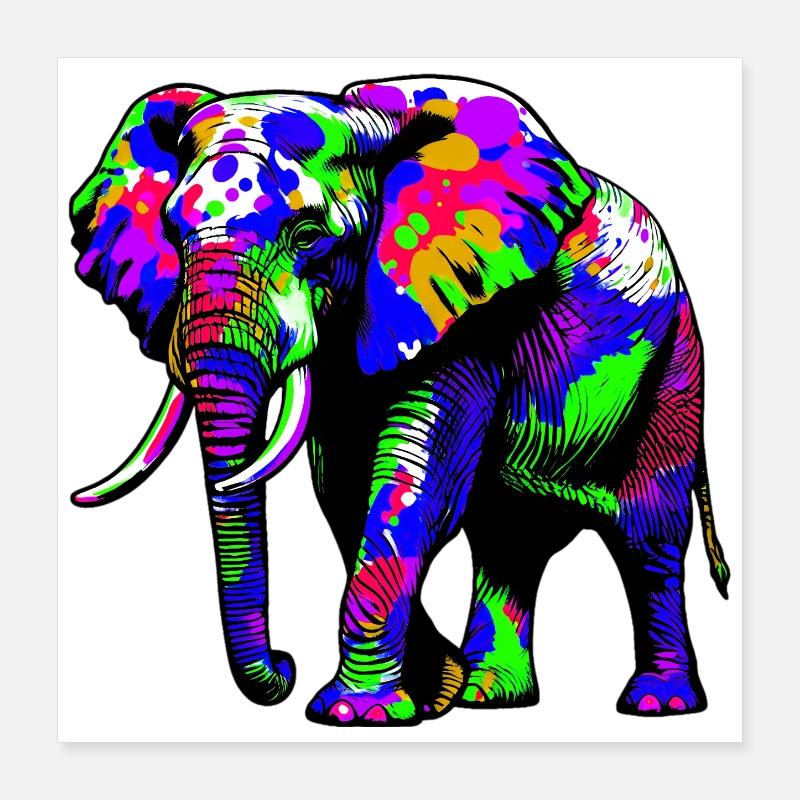 Éléphant Poster 40 x 40 cm