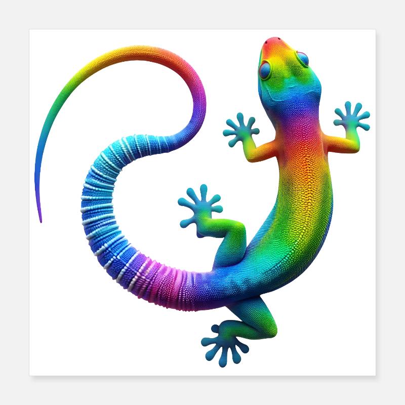 Rainbow Gecko Poster 16" x 16" (40x40 cm)