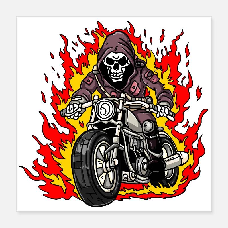 Skeleton Motorcyclist Poster 16" x 16" (40x40 cm)