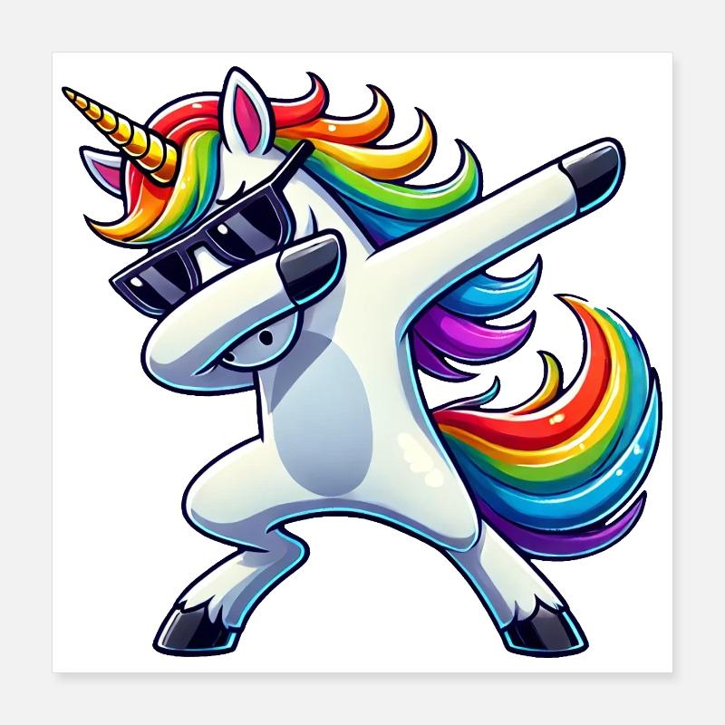 Dabbing Einhorn Dab Unicorn Mädchen Einhörner Poster 40x40 cm