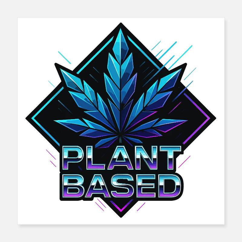 Plant Based Neon – futuristic hemp leaf Poster 16" x 16" (40x40 cm)