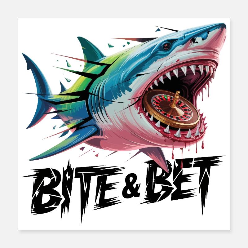 Shark Roulette Bite Poster 16" x 16" (40x40 cm)
