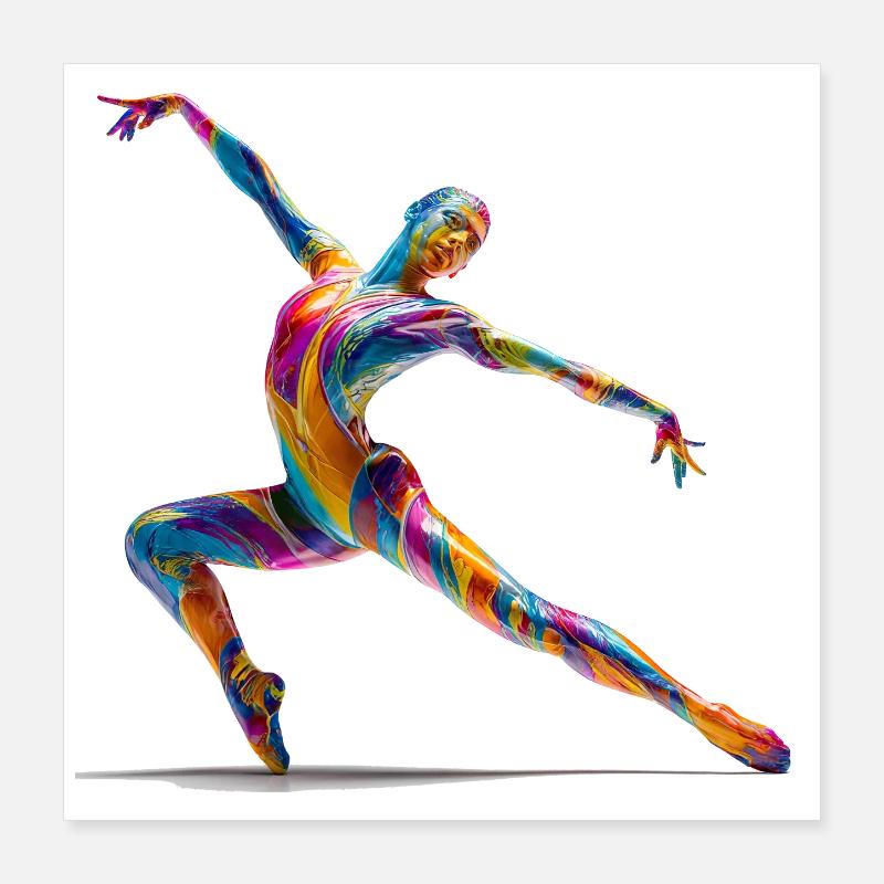 Farbexplosion Tänzer im Flow Poster 40x40 cm