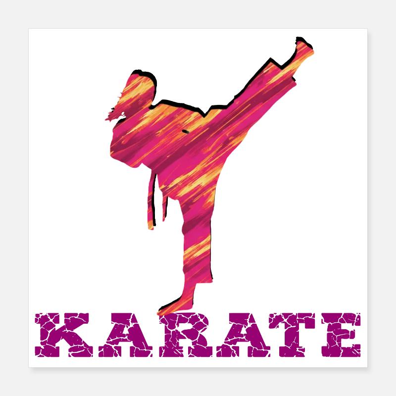 Karaté Silhouette Explosion de couleurs Poster 40 x 40 cm