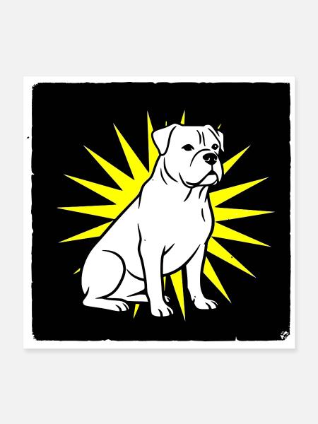 Cooler Hund im Punk Rock & Pop Art Stil - Poster 40x40 cm - Weiß - Vorne