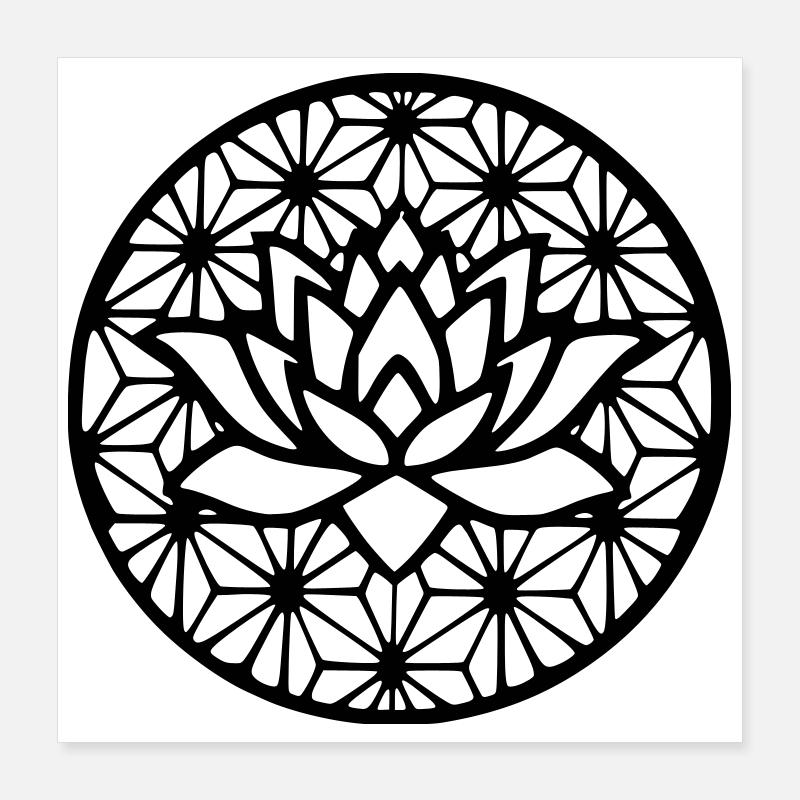 Fleur de vie & lotus Poster 40 x 40 cm