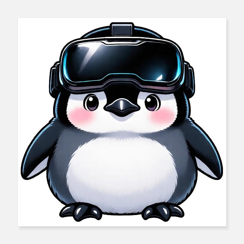 VR-Pinguin mit Headset Poster 40x40 cm