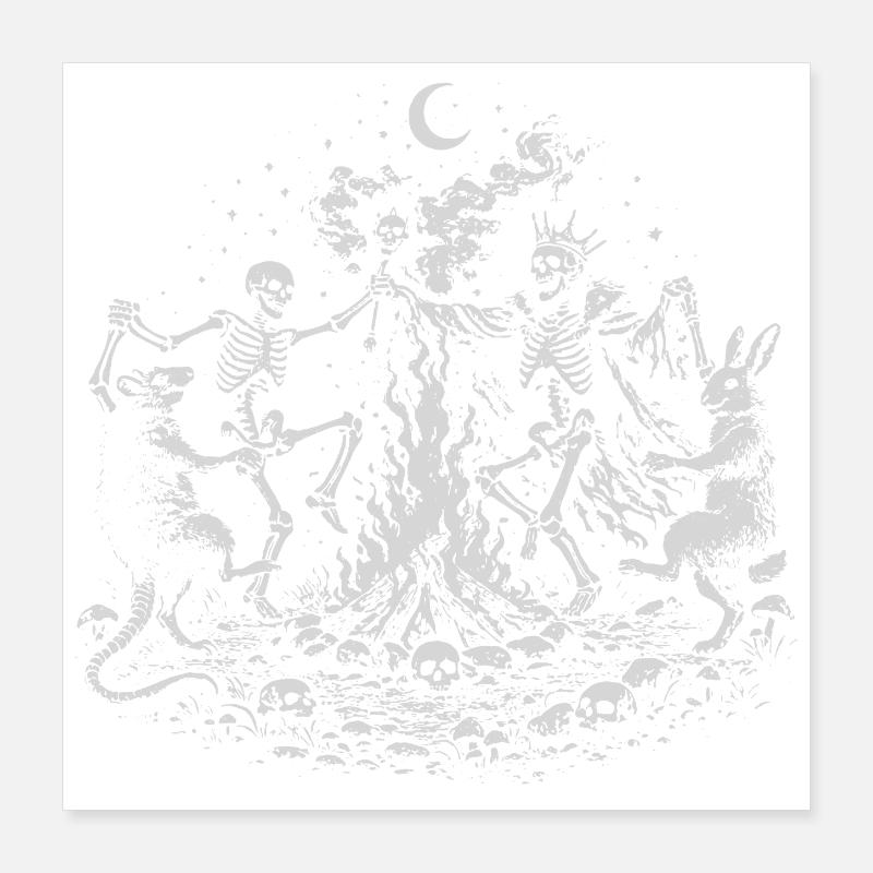 Moonlit Skeleton, king, rabbit nad ra Dance Circle Poster 16" x 16" (40x40 cm)