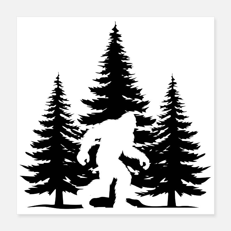 Arbre forestier de Bigfoot Poster 40 x 40 cm