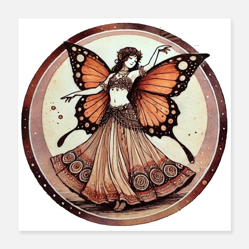 Fée Papillon dans le Gala Circulaire Poster 40 x 40 cm