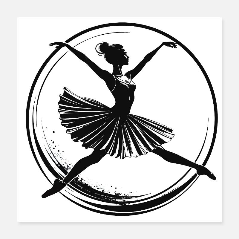 Danseuse de ballet dans Circle Spotlight Danse ballerine Poster 40 x 40 cm