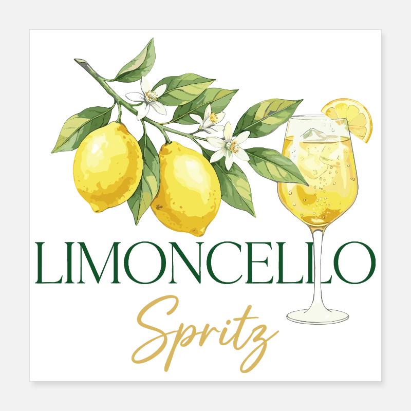 Limoncello Spritz – Sommer Drink Zitronen Design Poster 40x40 cm