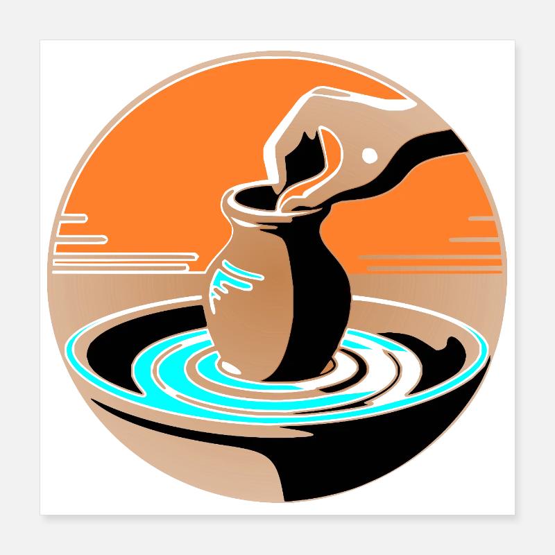 Zen Pottery Master - Blue Edition Poster 16" x 16" (40x40 cm)