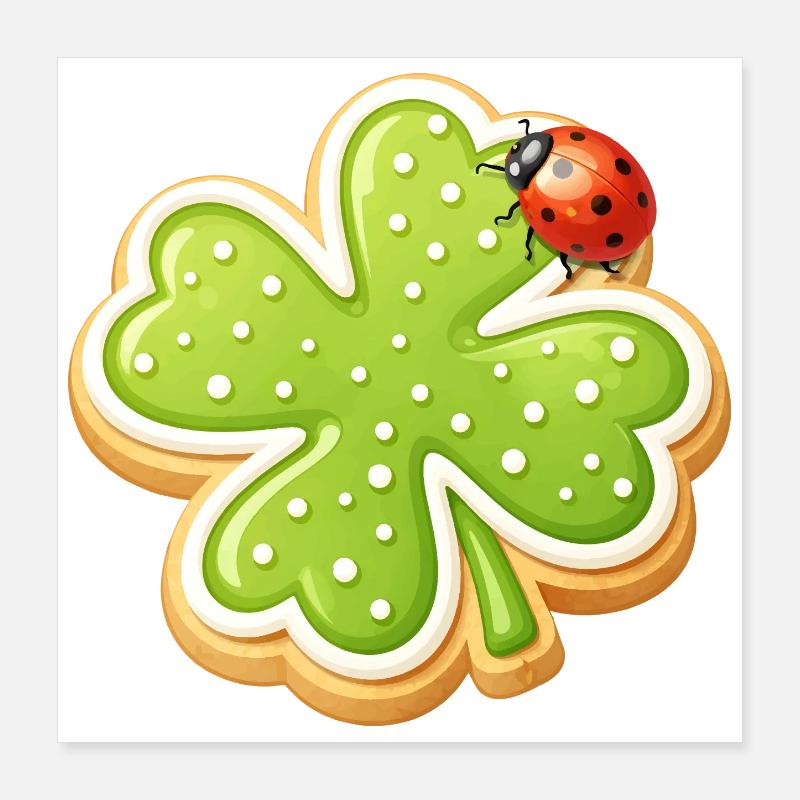 Biscuit trèfle avec Ladybug Poster 40 x 40 cm