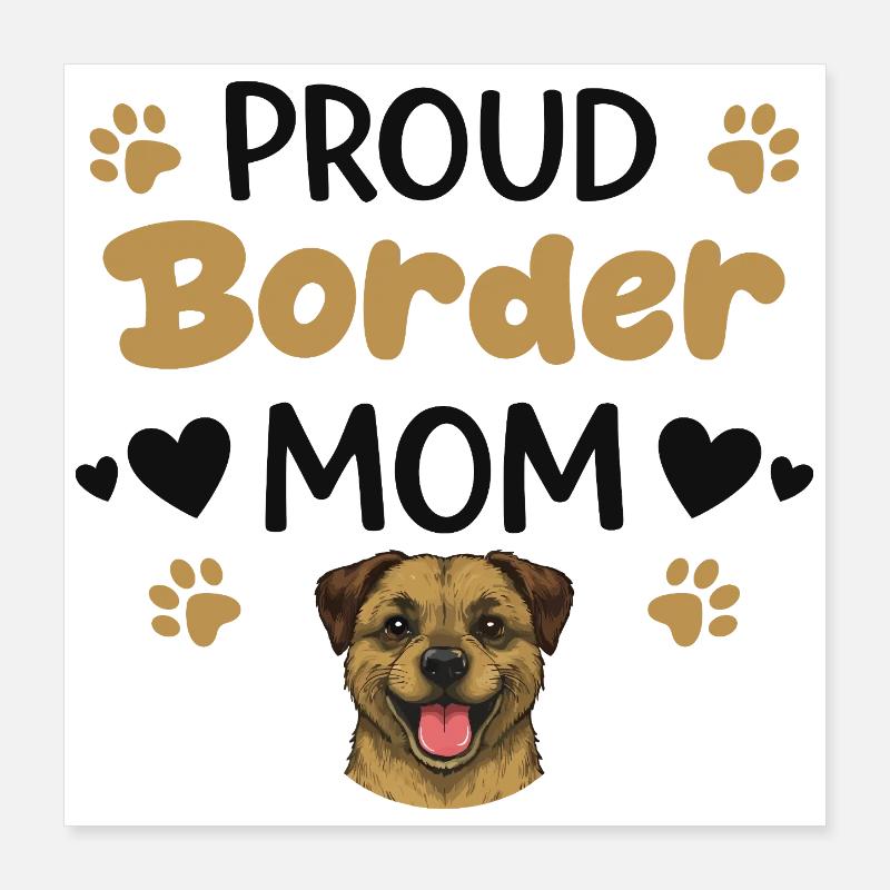 Stolze Border Mutter, Border Terrier Poster 40x40 cm