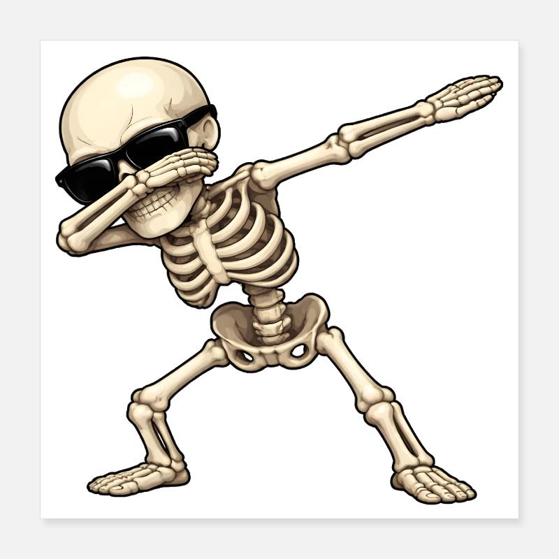 Dabbing Skelett Poster 40x40 cm