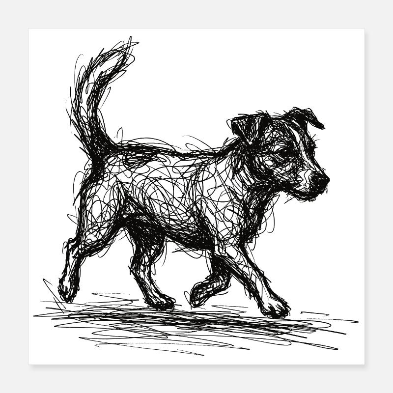 Jack Russell Terrier – Conception de chien de croquis Poster 40 x 40 cm