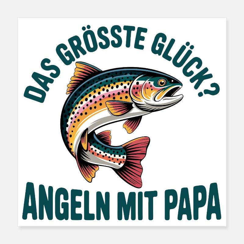 Angeln mit Papa Poster 40x40 cm