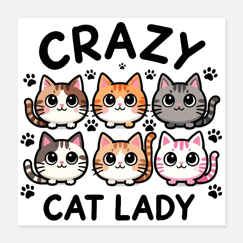 Crazy Cat Lady Cat Gang Poster 16" x 16" (40x40 cm)