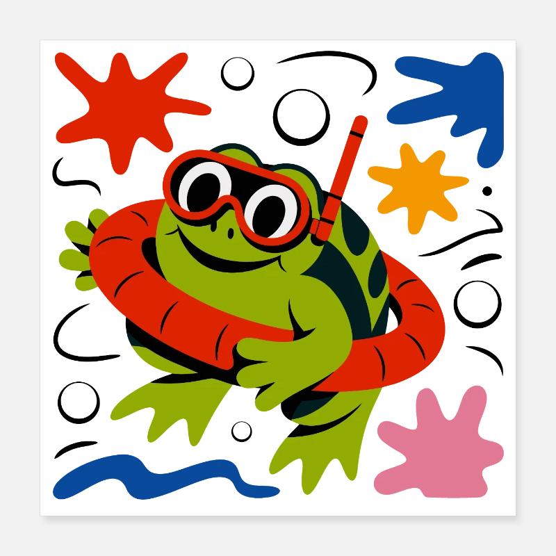 Grenouille avec des lunettes de plongée Poster 40 x 40 cm