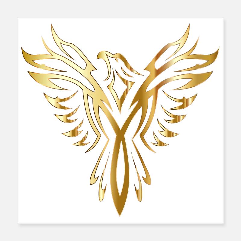 Goldener Phönix Poster 40x40 cm