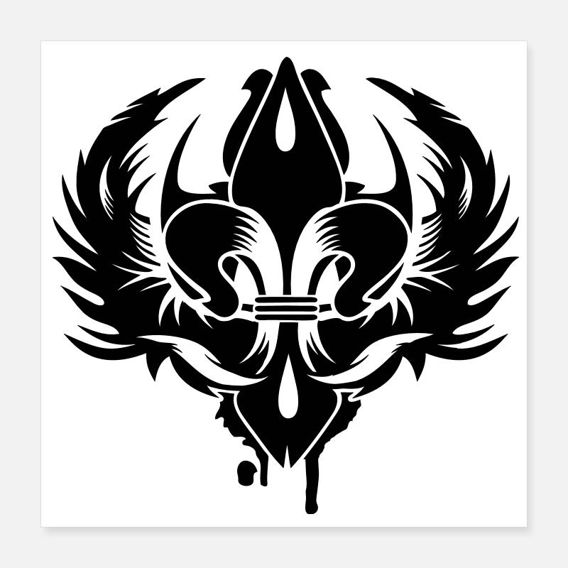 Le symbole d'un lis avec deux ailes Poster 40 x 40 cm