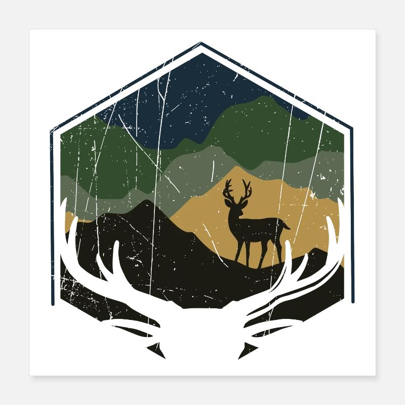 Deer - Nature - Mountains - Forest Poster 16" x 16" (40x40 cm)