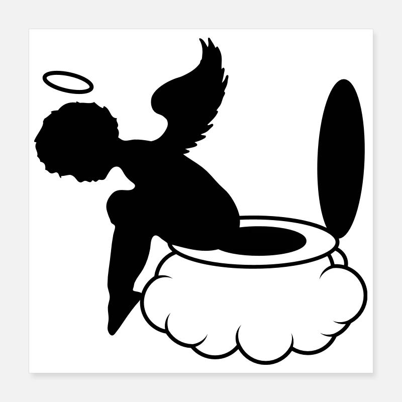 petit ange est assis sur les nuages. Poster 40 x 40 cm