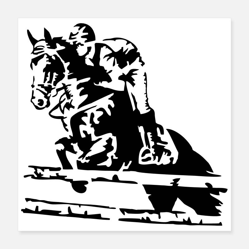 reiten springreiten Poster 40x40 cm