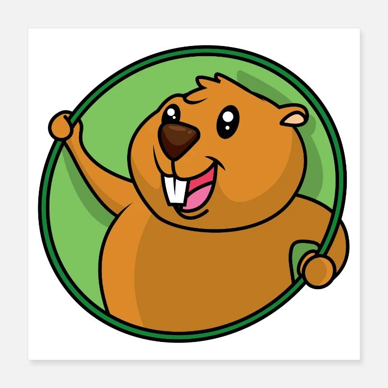 Funny beaver design Poster 16" x 16" (40x40 cm)