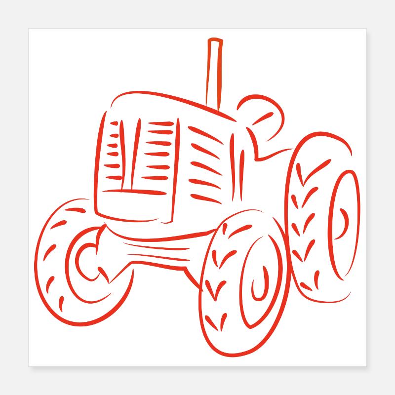 Rustikaler Traktor Silhouetten-Design Poster 40x40 cm