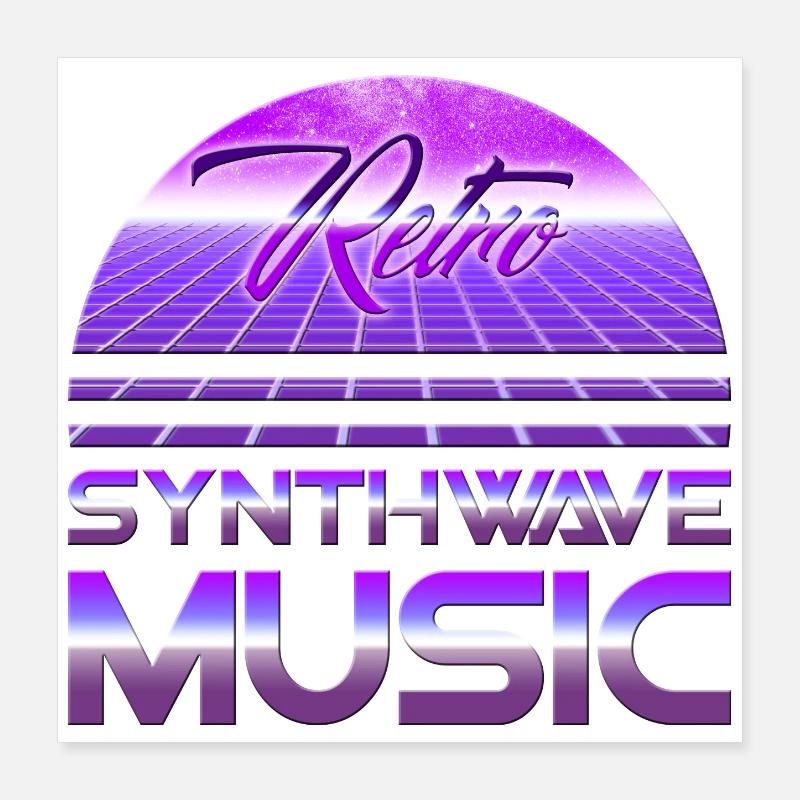 80s Neon Retro Synthwave Musique Electronic Wave Poster 40 x 40 cm