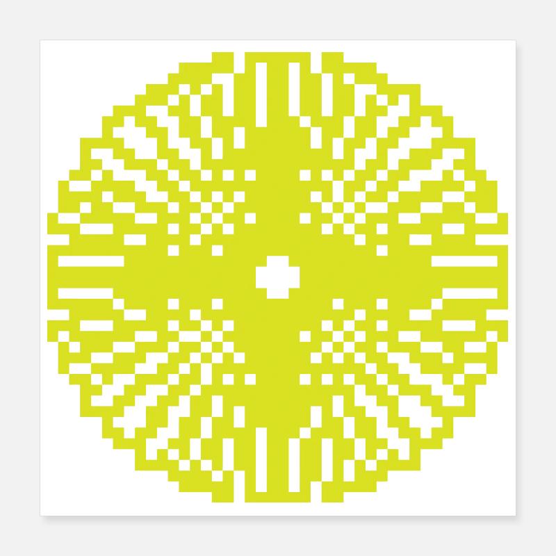 Sun pixelated circle pixel sun | Vectorgraphic Poster 16" x 16" (40x40 cm)