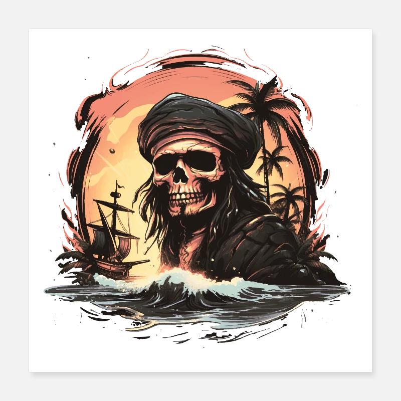 Skull Pirate Poster 16" x 16" (40x40 cm)
