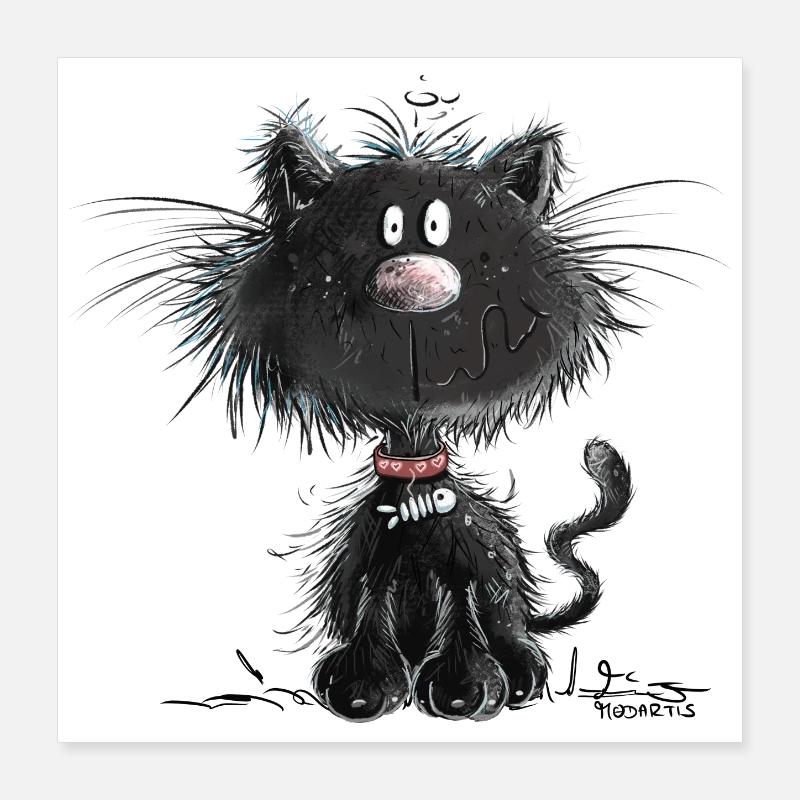 Droll Black Cat Poster 40 x 40 cm