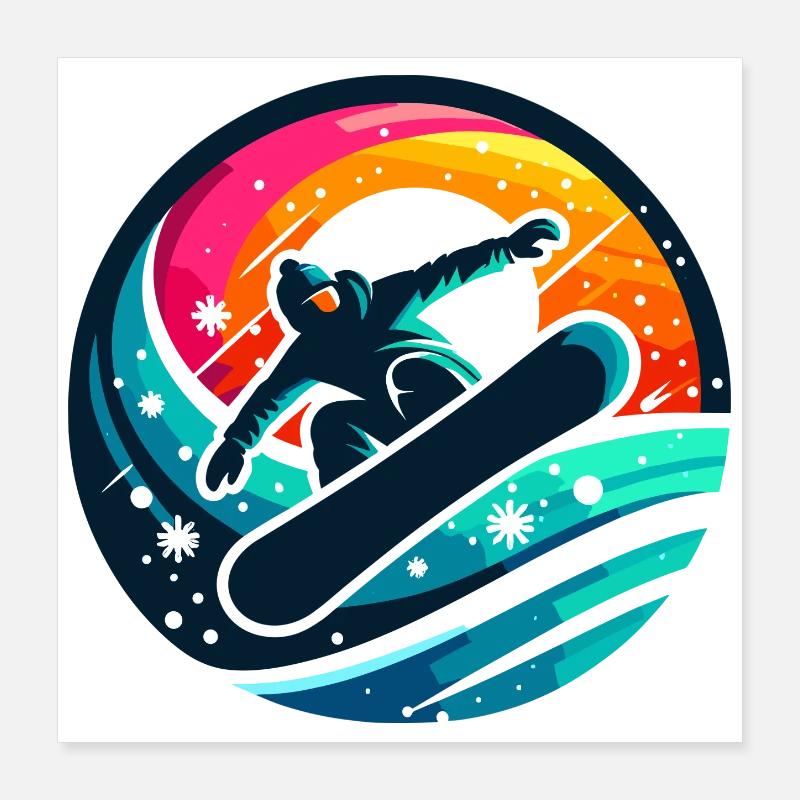 Vibrationen der Snowboard-Evolution Poster 40x40 cm