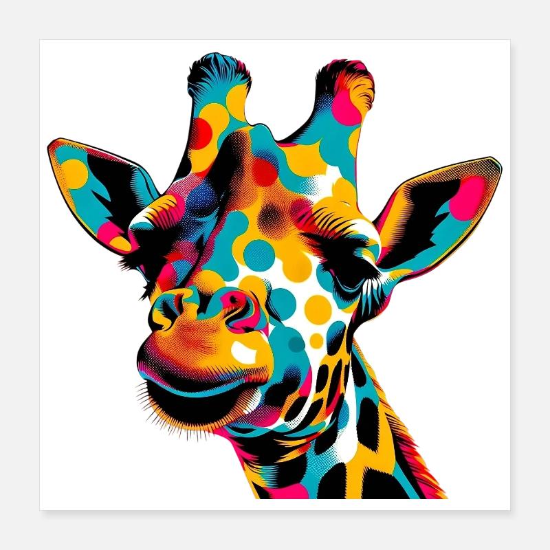 Giraffe Pop Art Poster 40x40 cm