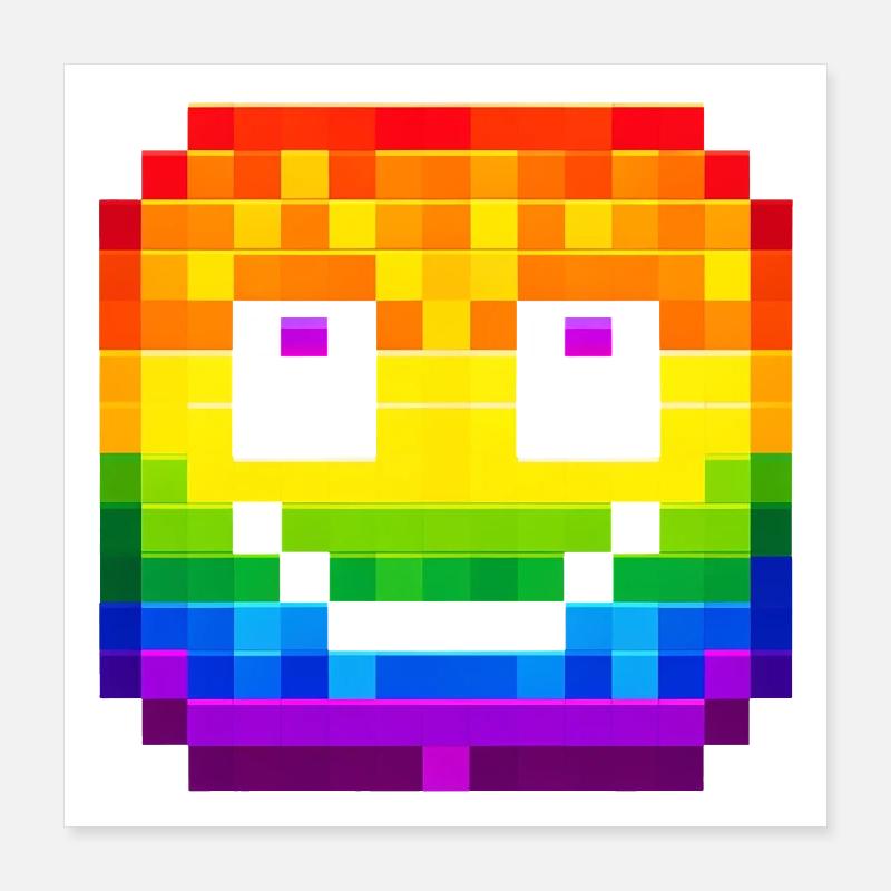 Visage pixelisé Rainbow Smile Poster 40 x 40 cm