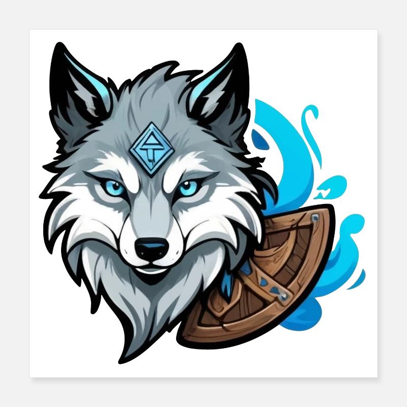 Viking Wolf Head Poster 40x40 cm