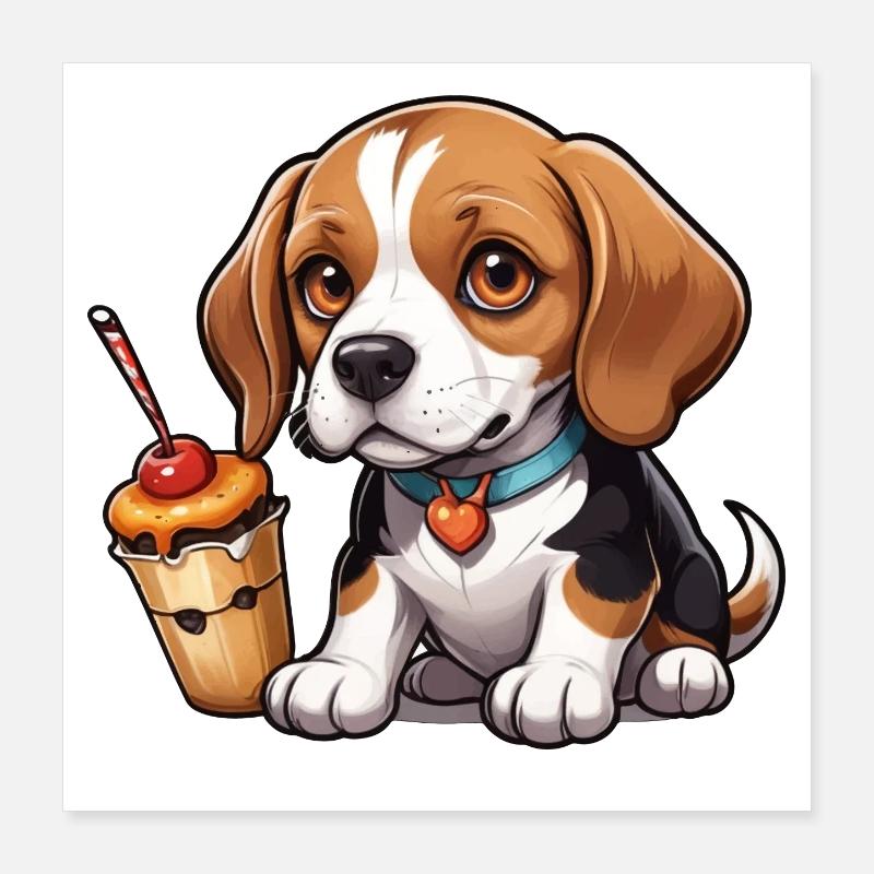 Beagle Cake Joy Poster 40x40 cm